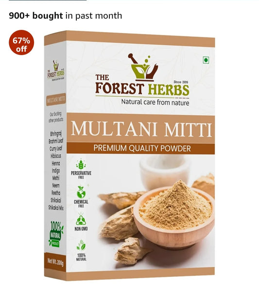 THE FOREST HERBS Natural care from nature 100% Pure Multani Mitti Powder for Face Pack (200G) for Exfoliating Soothing Nourishing Face, Skin & Hair